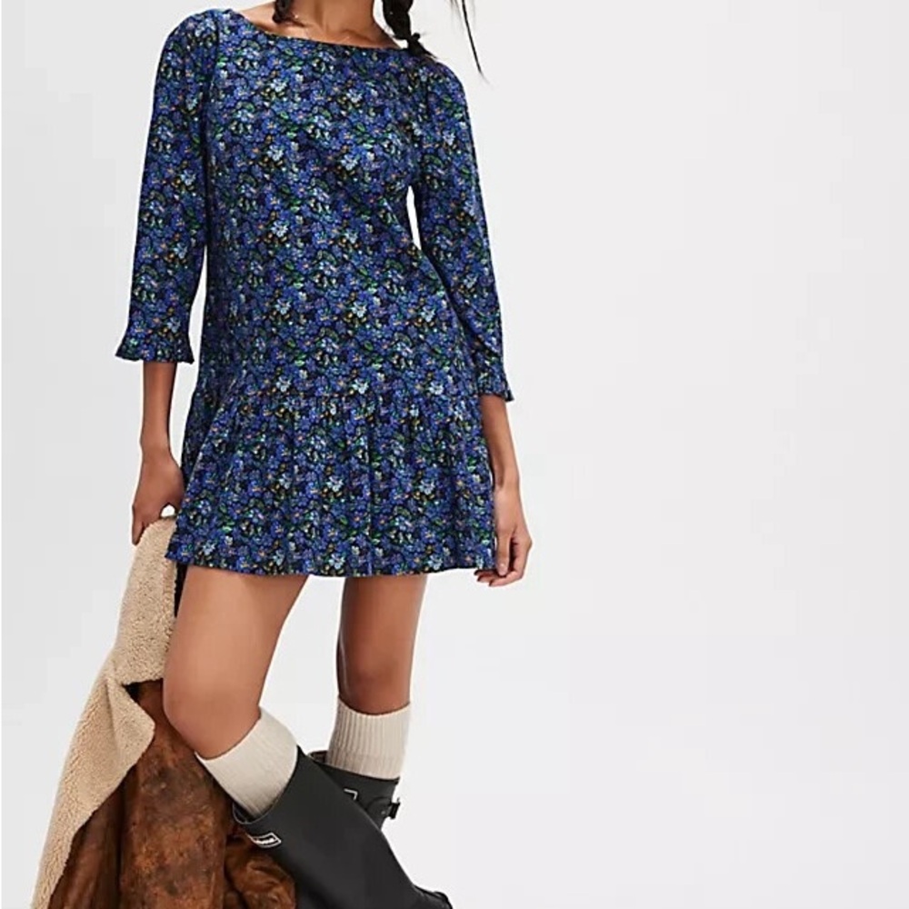 Free People Blue Floral Mini Dress